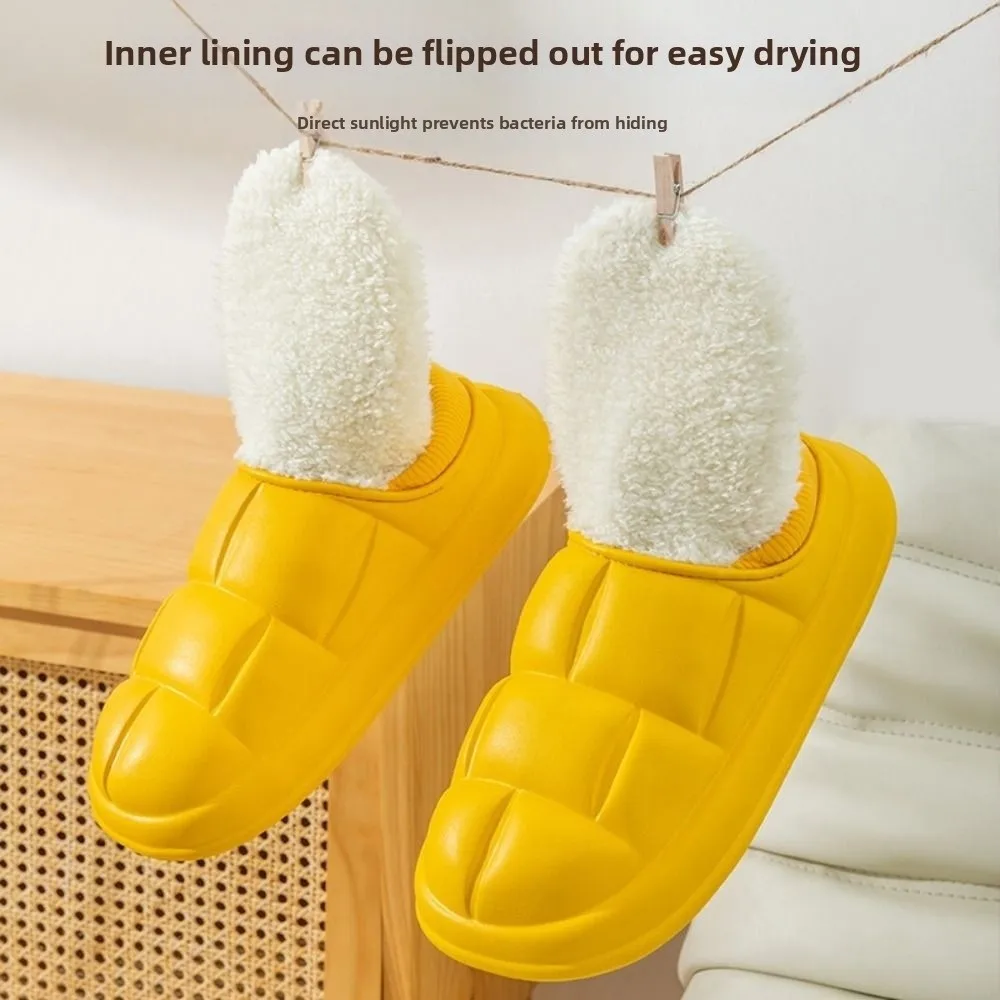 Added Velvet Winter Cotton Slippers Thick Soled Soft Lightweight Cover Heel Cotton Slippers Comfortable Breathable
