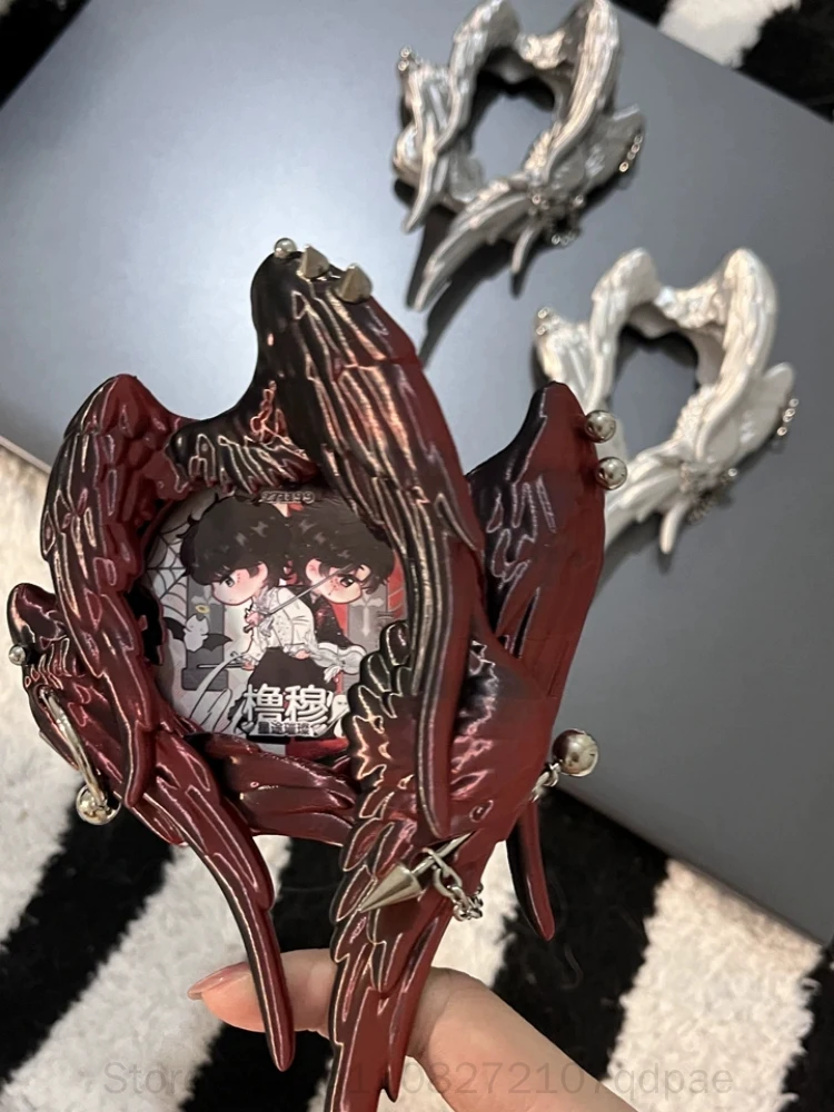 Six Winged Angel Wings Photocard Holder 3d Printed Punk Rivet Custom Fans Card Collecting Display Bag Pendant Cute Toy Gifts Acg view 4