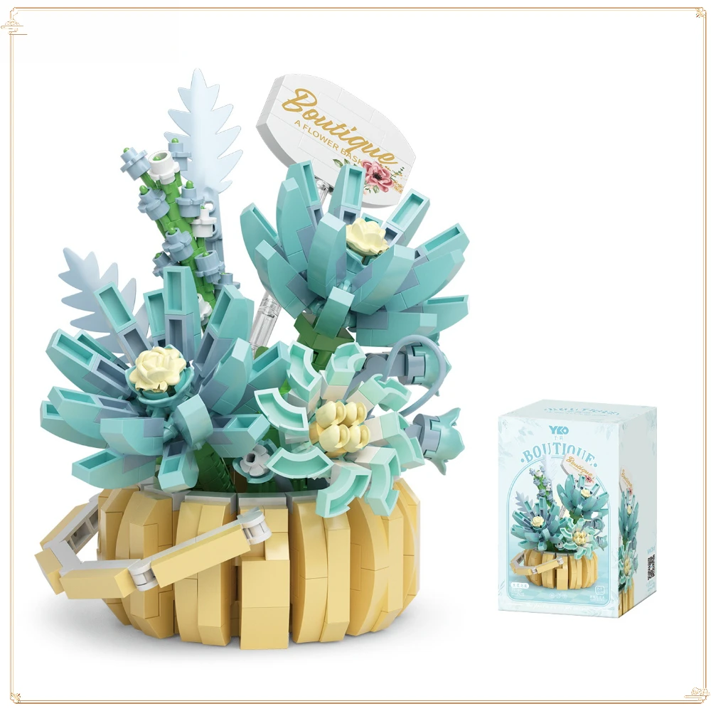 

Simulated Building Blocks Flower Basket Ornaments Eternal Flower Bouquet Kid Puzzle Assembly Toys Valentine's Day Birthday Gift