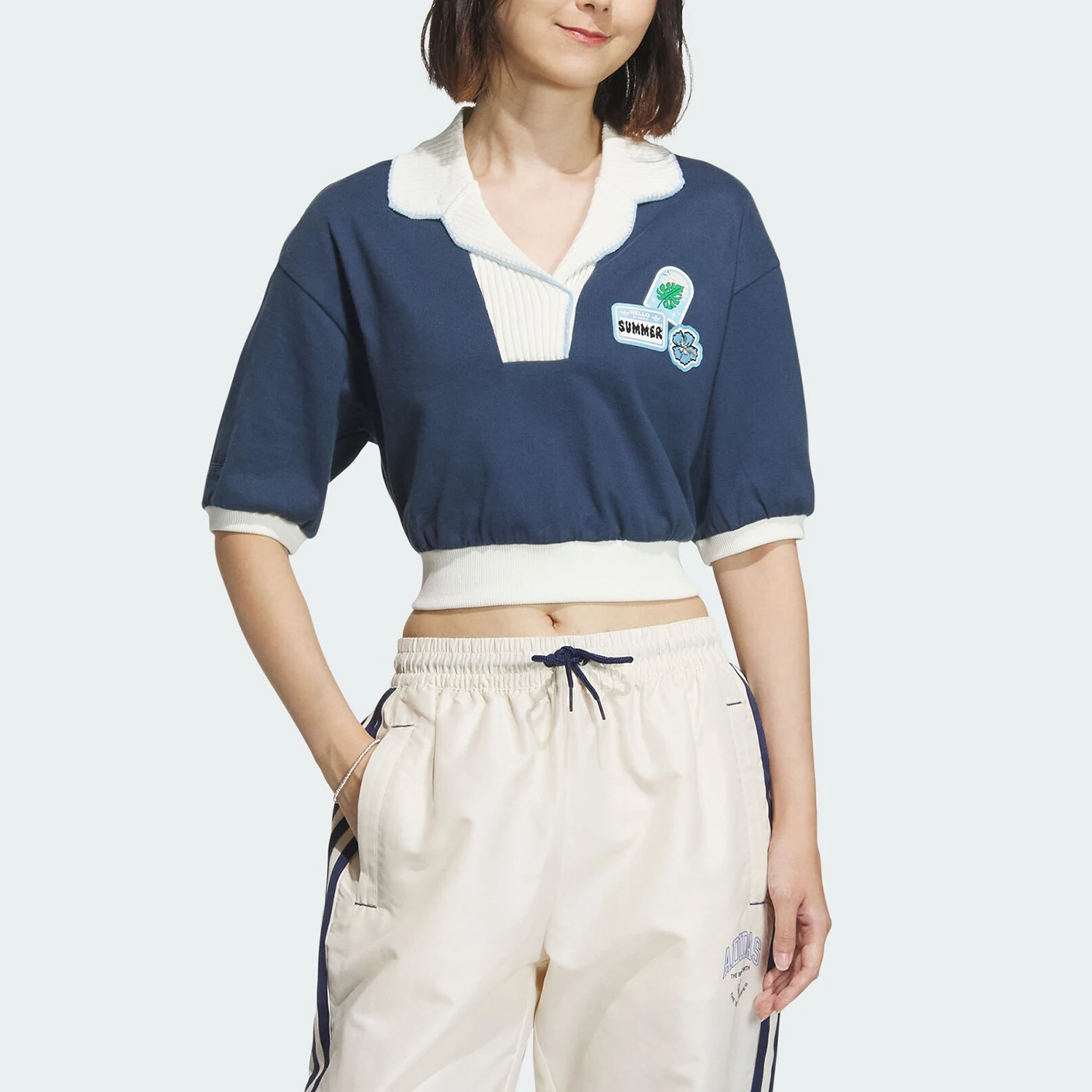 

Adidas Originals Женская модная рубашка поло с коротким воротником IW6300