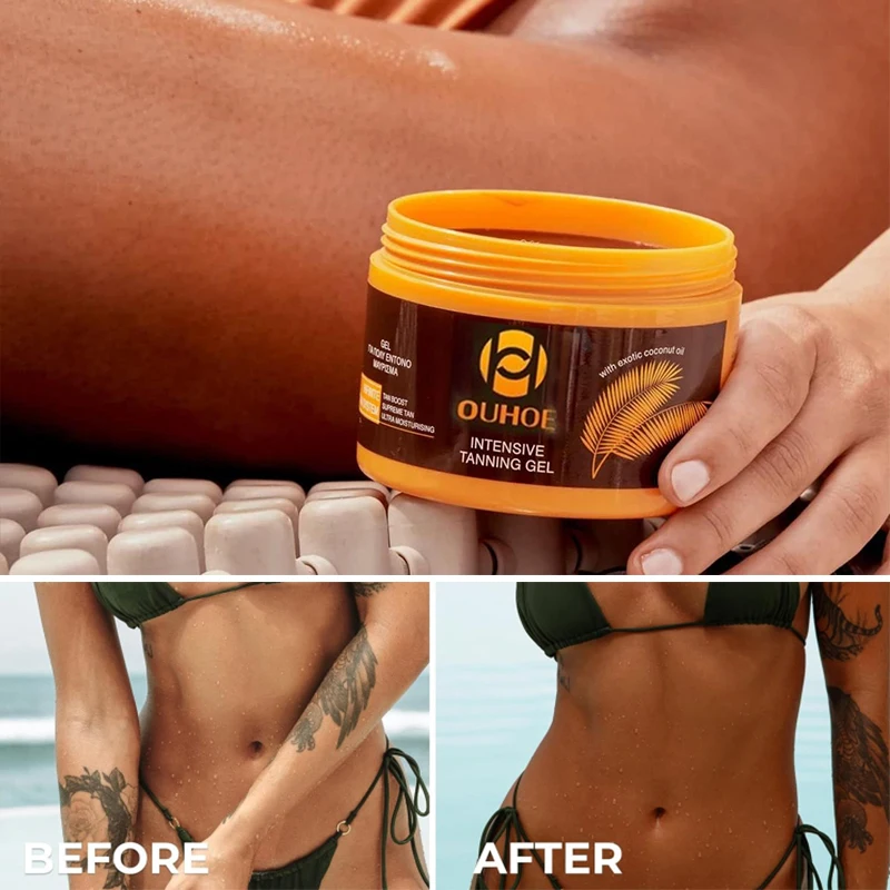 Gel de bronceado Natural de 150g, crema de acelerador de bronceado al aire libre, bronceado oscuro, reparación de larga duración, hidratante para el cuidado de la piel del rostro y el cuerpo