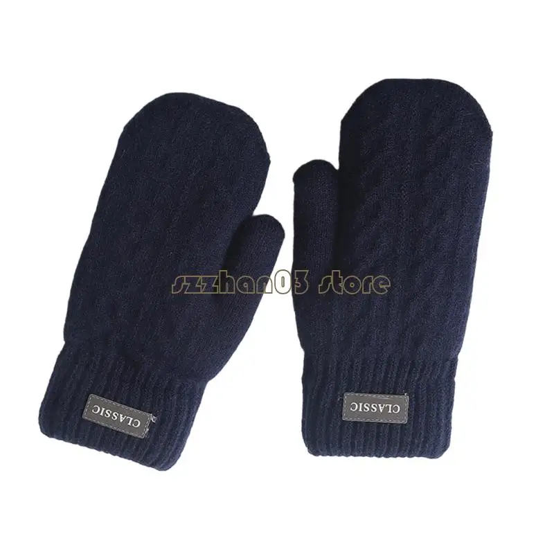 367C Winterproofed Knitted Mittens For Men Windproof Thermals Gloves Fleeces Lining Outdoor Activity Hiking Snow Sports