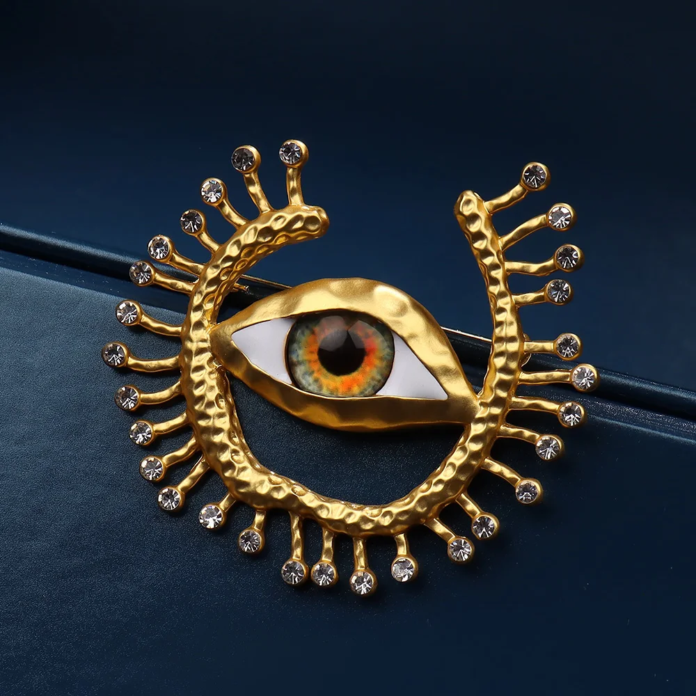 Deluxe Exaggerated Devil\'s Eye Brooch Baroque Pearl Tassel For Men Women Unisex Pin Jewelry European And American Vintage Badge