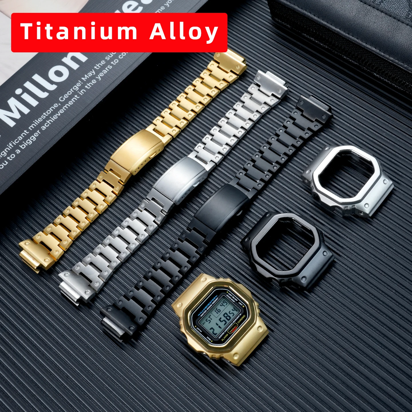 5600 Titanium Case & Bracelet Mod Kit For Casio G-Shock Square Watch DW5600 GW-B5600 G-5600E GW-M5610 Lightweight Metal Mod Set