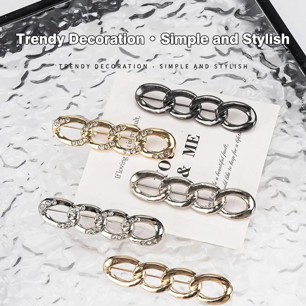 No-Sew Pin-On Waist Reducer - Adjustable Alloy Chain Beltless Buckle for Pants & Skirts, Instant Fit, Silver Tone