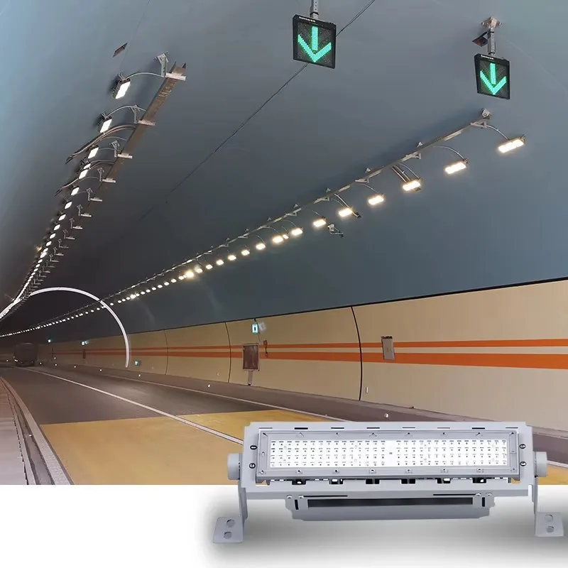 Ленточный светодиодный туннельный светильник 100 Вт, линейный прожектор 130 мм/Вт, алюминиевый корпус, класс IP65