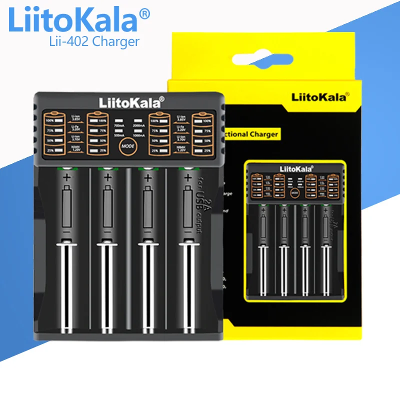 LiitoKala Lii-100 lii-202 lii-402 lii-S1 Lii-S2 lii-S4 1.2V 3.7V 3.2V 3.85V 18650 18350 26650 NiMH lithium battery smart charger