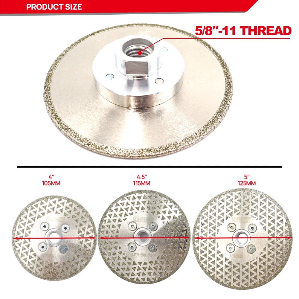 DT-DIATOOL Dia 105/115/125mm Electroplated Diamond Disc Cutting  Grinding for Tile Marble Granite Single-Sided Saw Blades