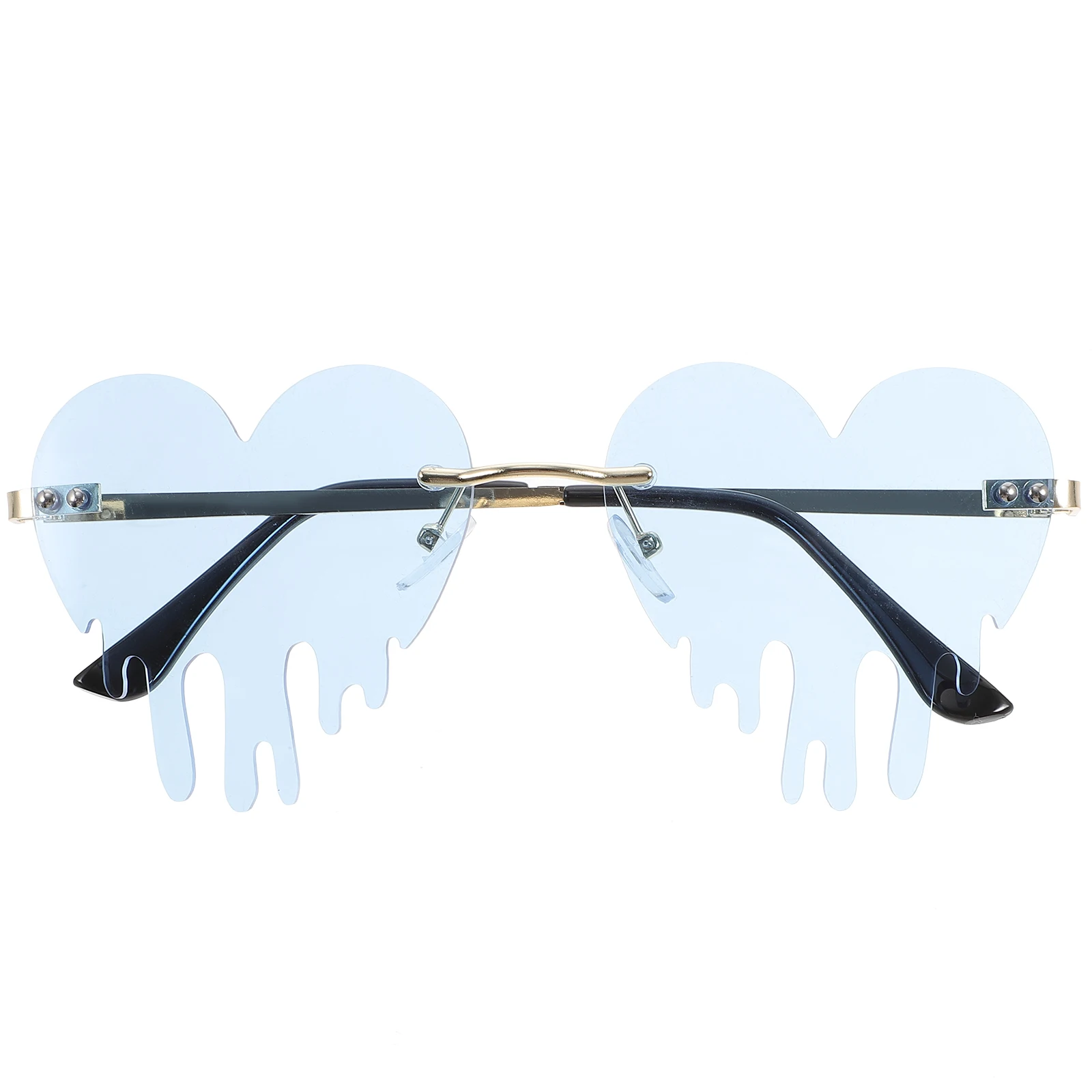 

Colorful Heart Shaped Sunglasses PC Material Lightweight Metal Legs Curved Bottom Trendy Women Polarized Melting Shape Festival