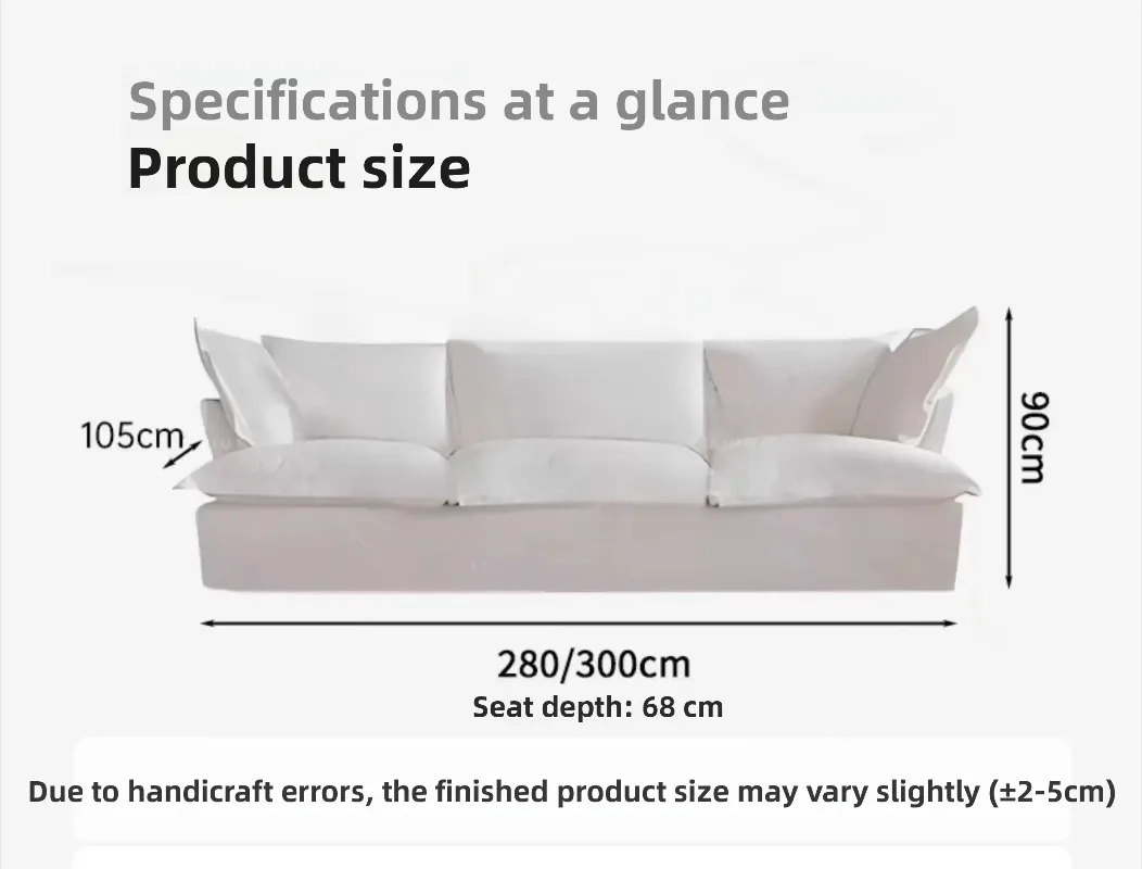 أريكة سحابة ملونة كريم وابي كتان الرياح أسفل وحدة مصممة من القماش القابل للإزالة والغسل #6