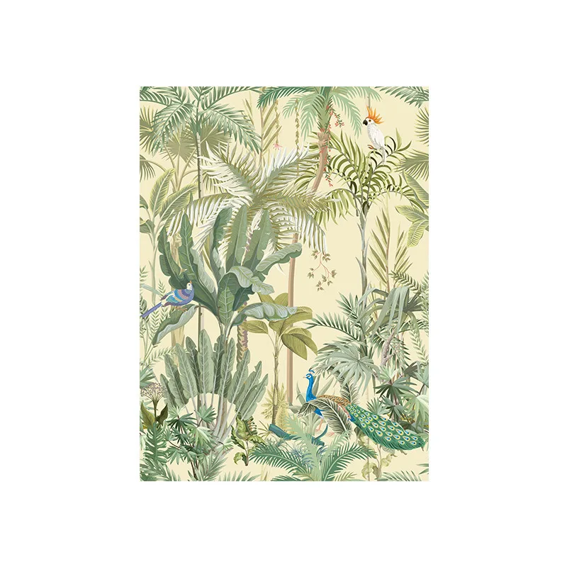 

Обои с птицами и кожурой, зеленая пальма, тропические джунгли, павлин, попугай, контактная бумага для спальни, гостиной, шкафа, стены