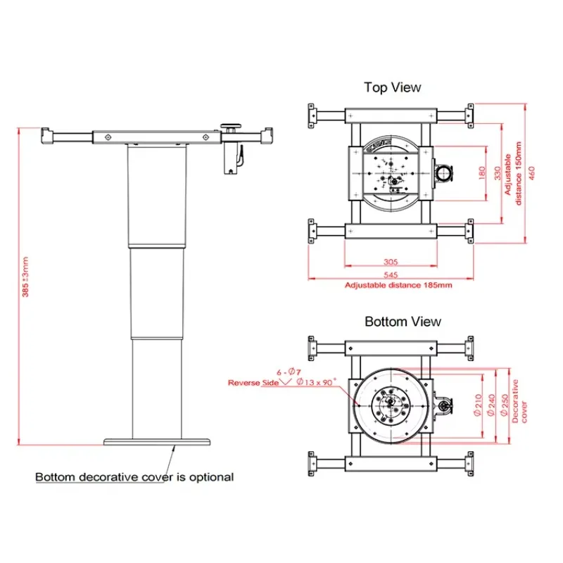 حار بيع العلامة التجارية الجديدة قافلة متنقل تلسكوبي الألومنيوم العربة المنقولة قابل للتعديل Rv الجدول الساق #3