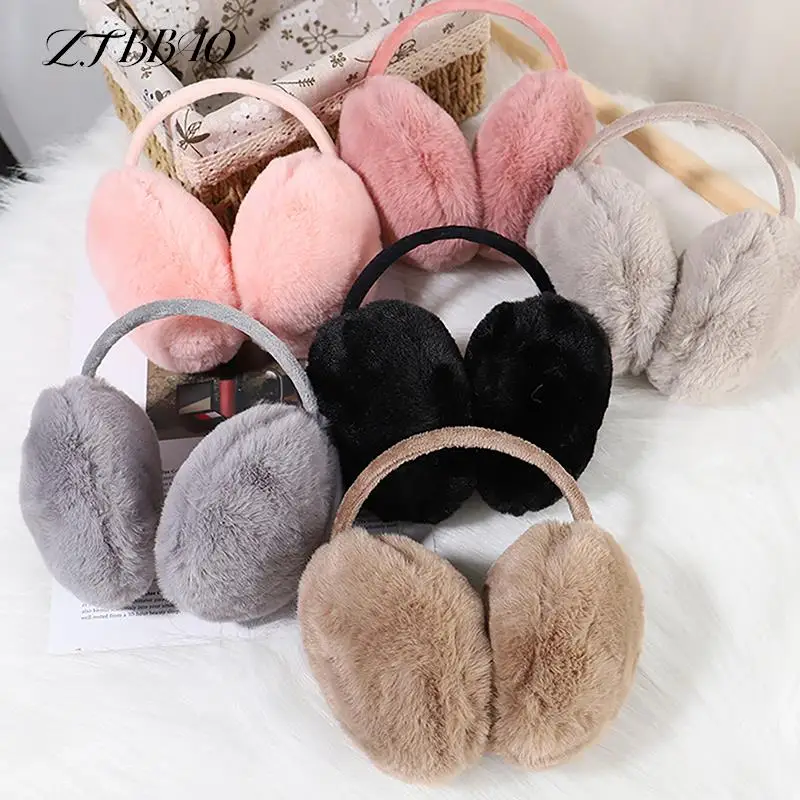 Portable Fashion Solid Color Earflap Folding Winter Warm Earmuffs Outdoor Cold Protection Soft Plush Ear Warmer