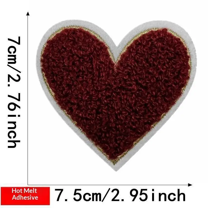 Mehrfarbige Handtuch-Stickerei-Herz-Aufnäher zum Aufbügeln, weich, flauschig, einfach anzubringen, perfekt für DIY-Jacken, Taschen, Bastelarbeiten, Dekorationen. – Detail 21