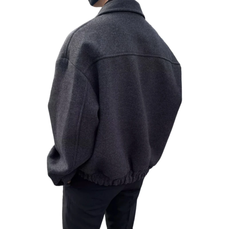 2024 Loose Casual Men\'s Solid Color Jacket, Fashion Daily Commuting Windproof Short Woolen Coat Thickened Warm.