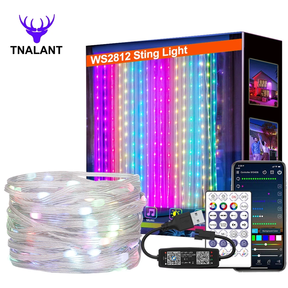 WS2812B RGBIC LED String 5M-20M Dream Color Party Christmas Lights Individually Addressable String Lights Waterproof USB DC DC5V