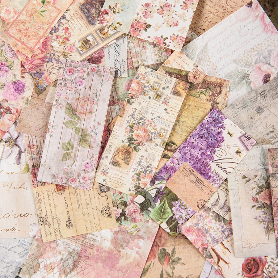 100 pieces/pack of vintage floral decoration scrapbook paper, featuring plants and floral patterns, used for DIY crafts image 5