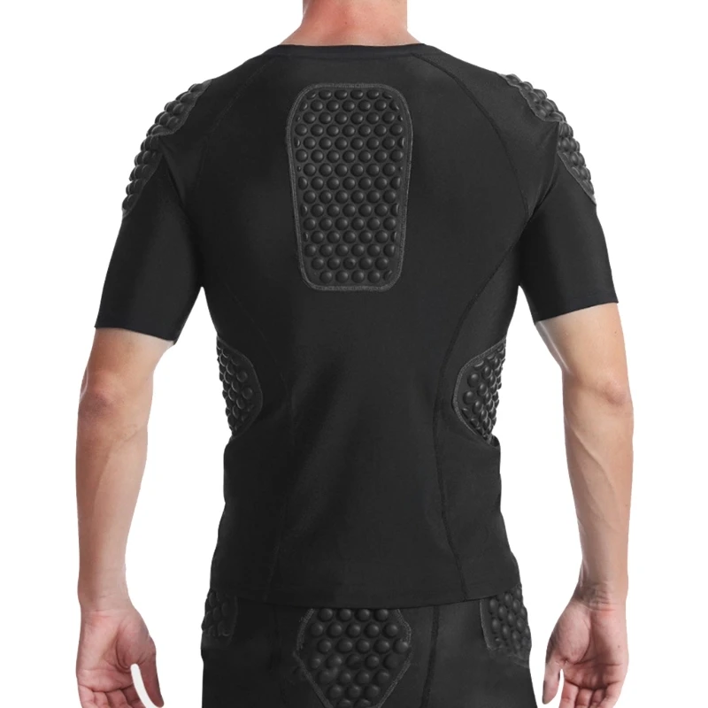 Mens Padded Shirt Short Sleeve Chest Rib Heart Guard Protector Compression Shirt