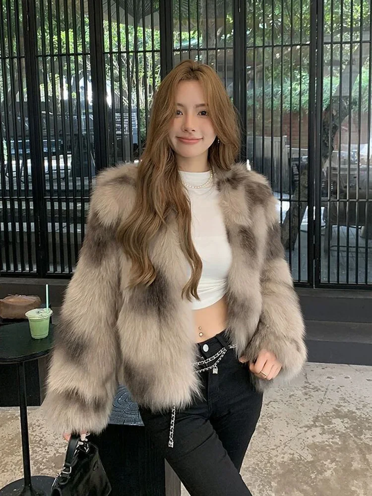 Winter Retro Faux Fur Coat Women Slim Long Sleeve Korean Elegant Jacket Vintage Warm All Match High Quality Female Outwear Tops