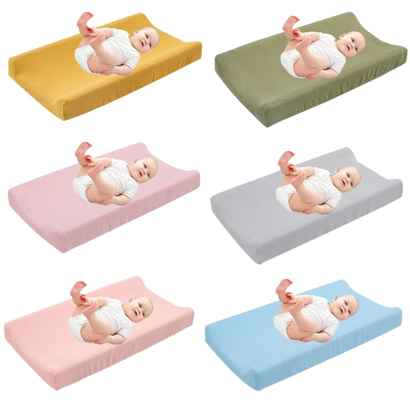 67JC Solid Color Baby Diaper Changing Pad Detachable Change Cover Removable Muslin Cover for Infant Toddler Bed