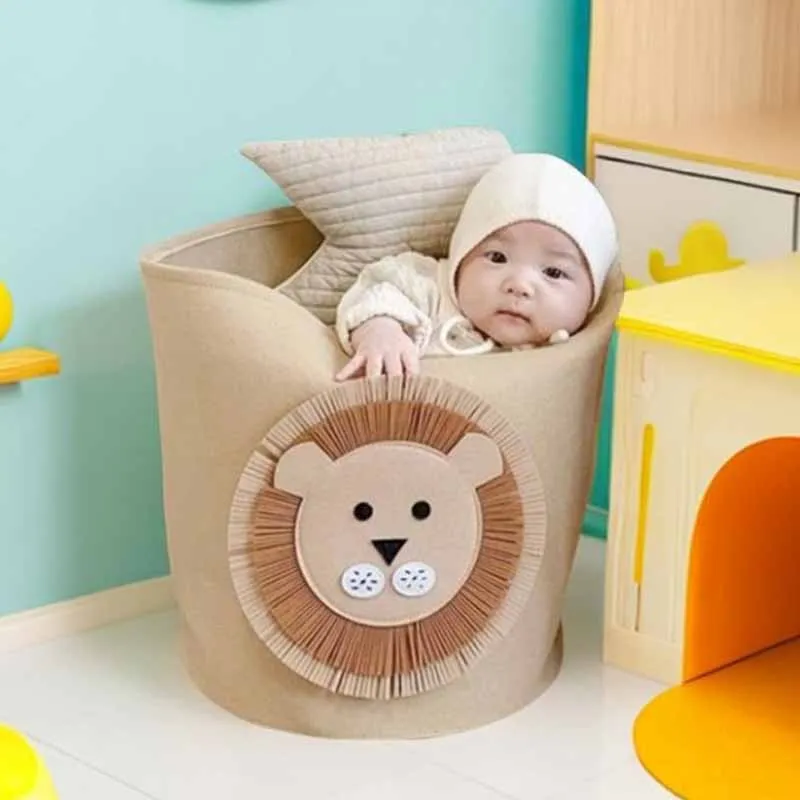 

Cartoon Animal Storage Basket Large Capacity Felt Storage Bucket Kids Toys Organizer Bucket Newborn Photography Accessories