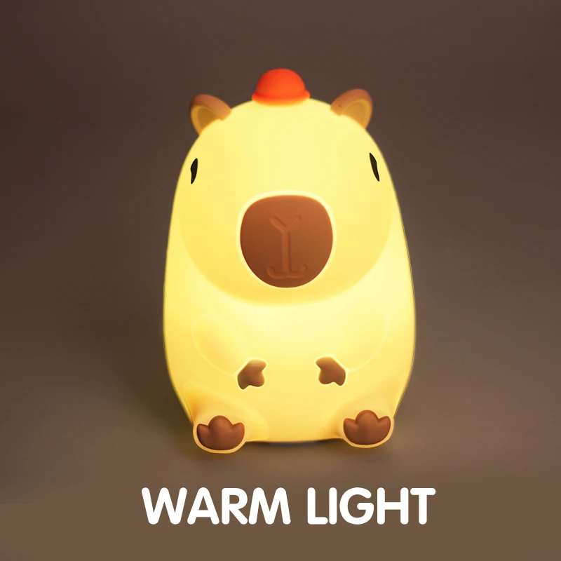 ضوء ليلي لطيف من كابيبارا - مصباح قابل لإعادة الشحن عبر USB من السيليكون الكرتوني مع مؤقت وخافت - ديكور غرفة نوم الأطفال، هدية للأطفال