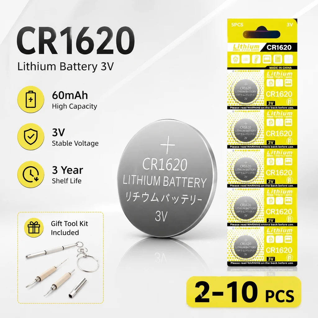 CR1620 3V Lithium Button Cell Battery 2-10PCS for Watch Key Fob Calculator Car Remote Control Toy Replacement