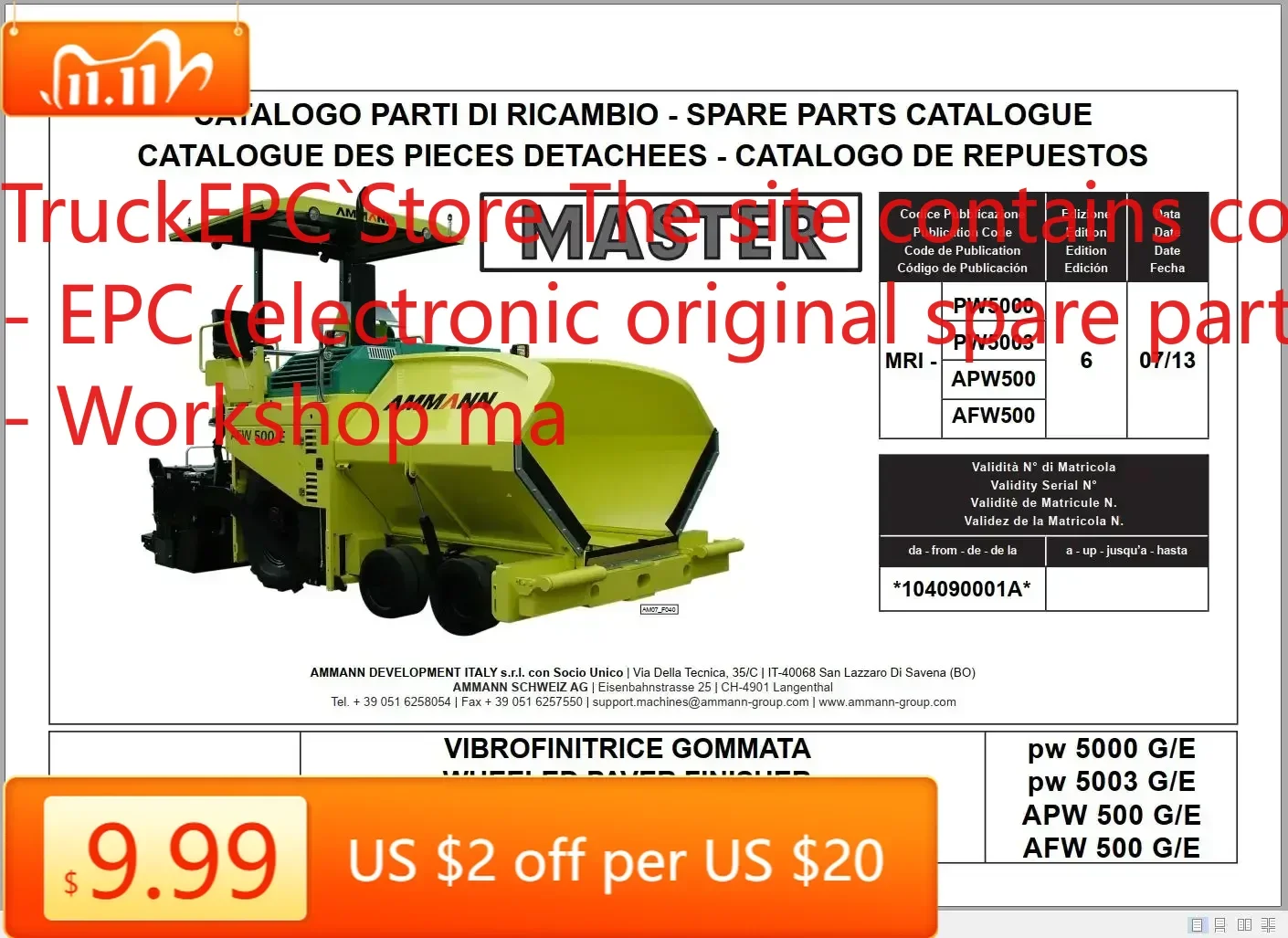 

TruckEPC TruckEPC Ammann 2023, руководство по техническому мастерству и операциям, 46,6 ГБ PDF