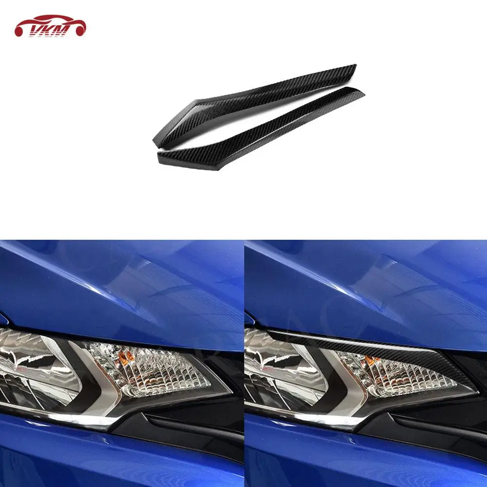 

Car Front FogLamp Cover Trim Strip for Honda Fit 2014-2016 Bumper Headlight Eyebrow Canard Carbon Fiber Decoration Parts