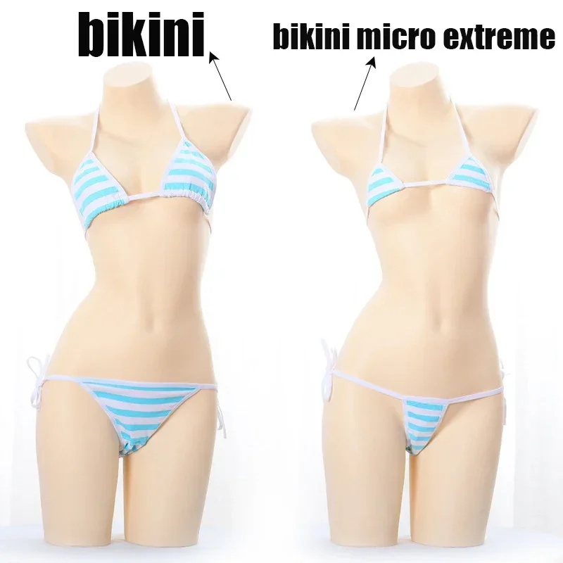 Women Sexy Lingerie Lolita Kawaii Striped Mini Bra Panties Set Japanese Anime Cosplay Underwear Naughty Erotic Costumes