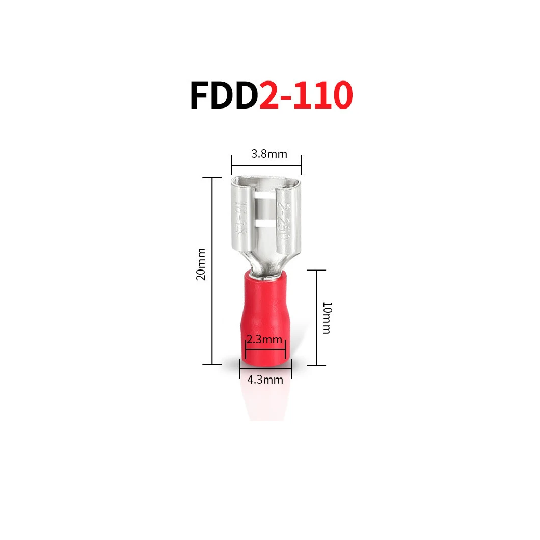 FDD2-110 Cold Pressed Wiring Terminal Female Pre Insulated Joint 19A Wiring Terminal PVC Flame Retardant Insulated End