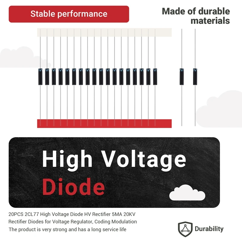 M05K 20PCS 2CL77 Diodo ad alta tensione Raddrizzatore HV 5MA 20KV Diodi raddrizzatori per regolatore di tensione, modulazione di codifica