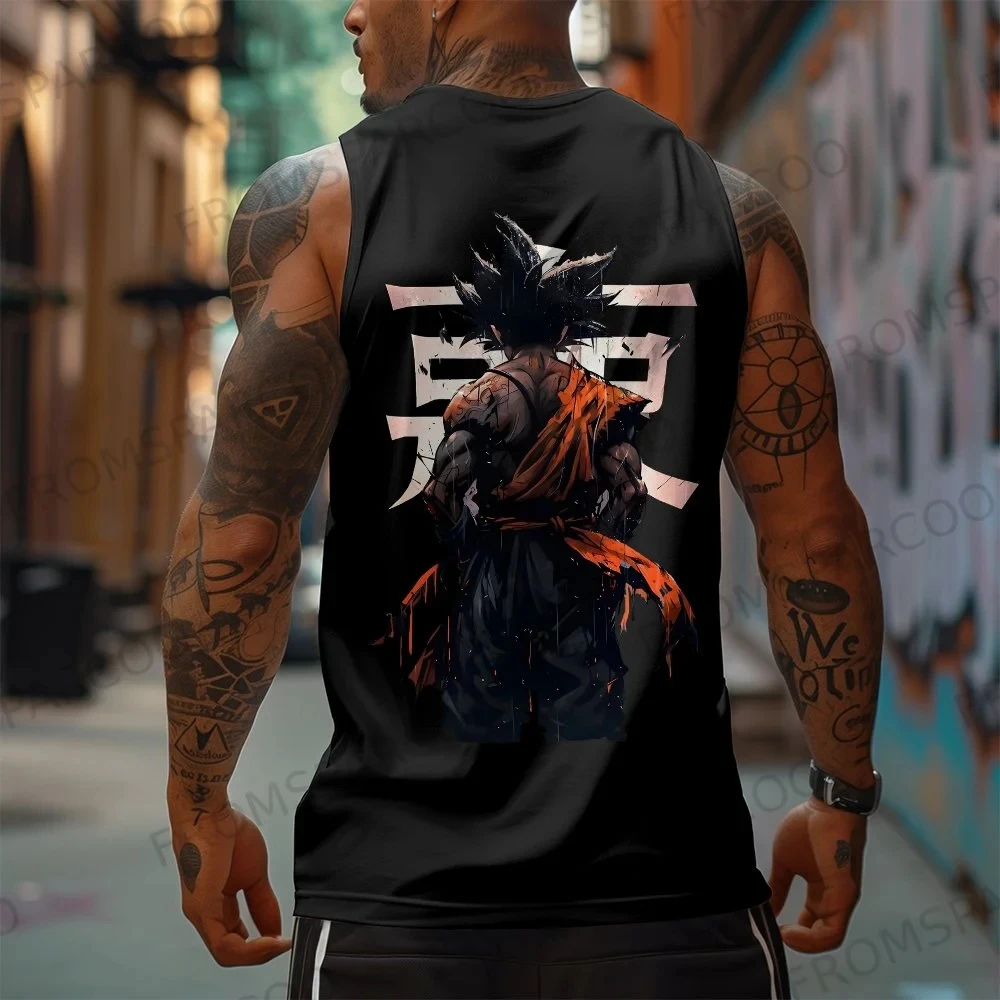 

Мужская спортивная и повседневная свободная летняя модная хлопковая майка с принтом персонажа аниме Dragon Ball Гоку