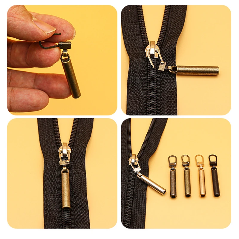 5pcs Metal Zipper Slider Detachable Zipper Repair Kit Zipper Pull For Clothing Jacket DIY Craft Zip Head Sewing Accessories