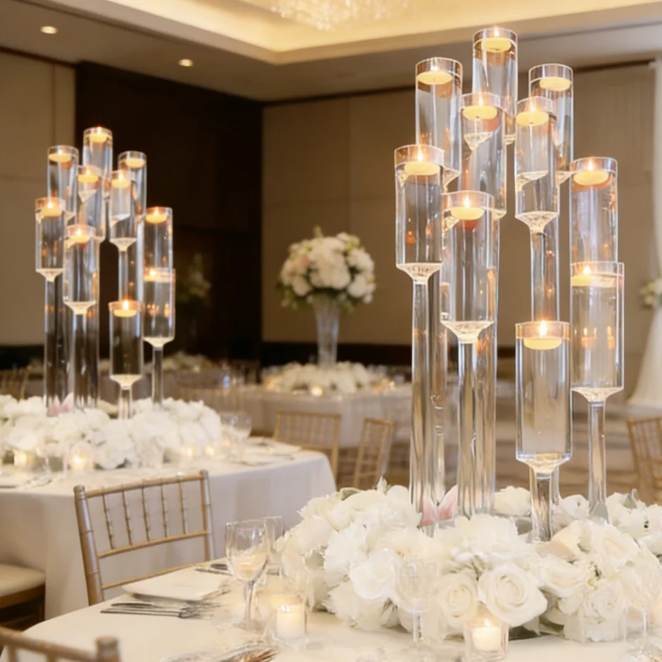 

2-5 шт. свадебных хрустальных центральных украшений для стола, стеклянные вазы для цветов, свадебные декорации, прозрачные цилиндрические подставки для цветов.