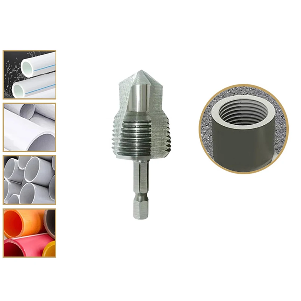 1/2pcs 3-in-1 Three-Blade Thread Drill Bit Tapping Drilling Expansion PVC Thread Maker Tool For PPR Hex 4/6 Point Pipe Repair