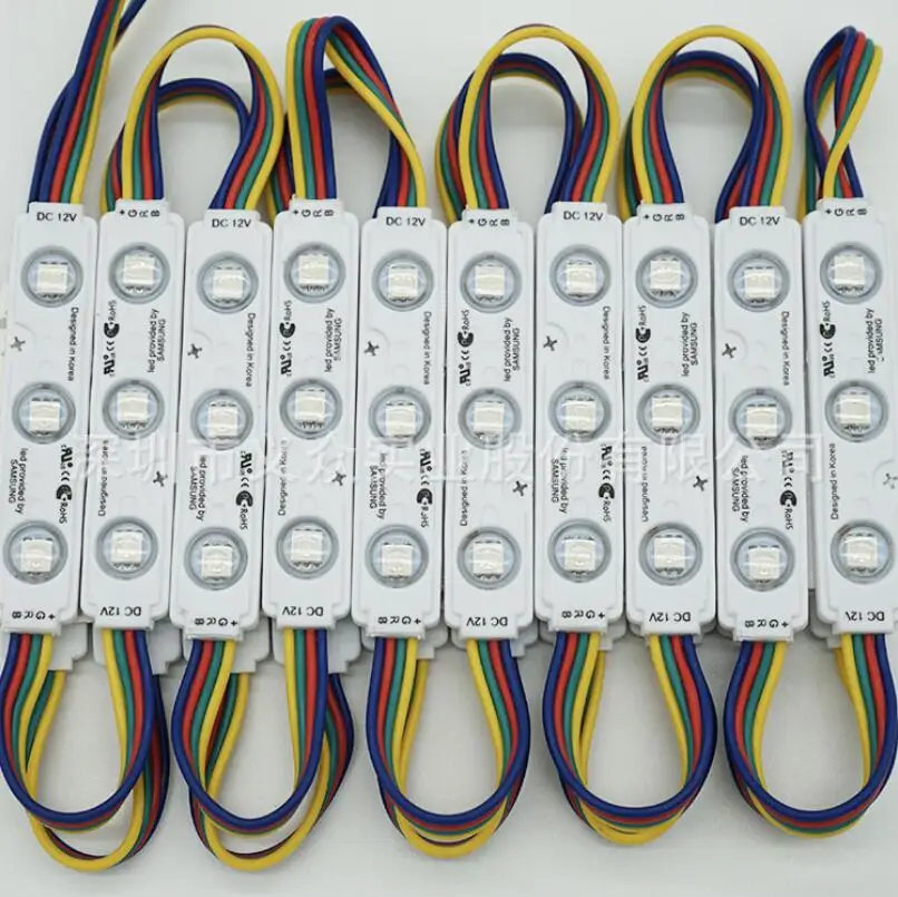 

SMD 5050 3Leds/Pcs RGB LED Module 12V with Lens Waterproof IP68 LED Sign Shop Banner Channel Letter Light