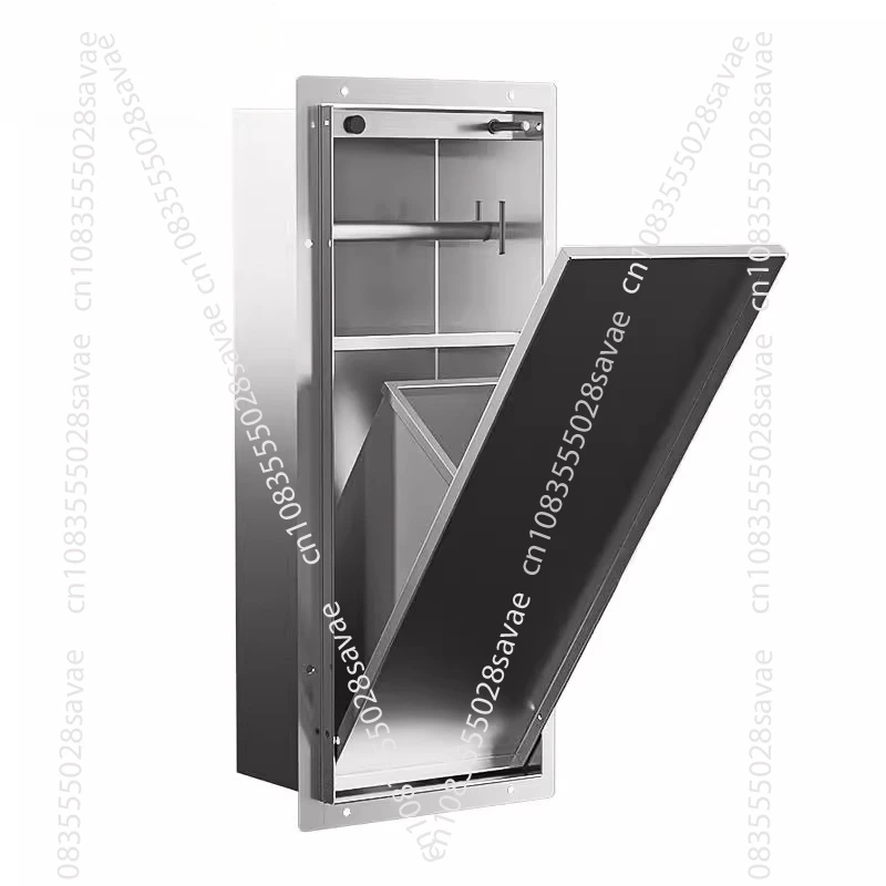 

Hidden stainless steel niche Bathroom toilet shelf Built-in trash can Metal alcove cabinet beside the toilet