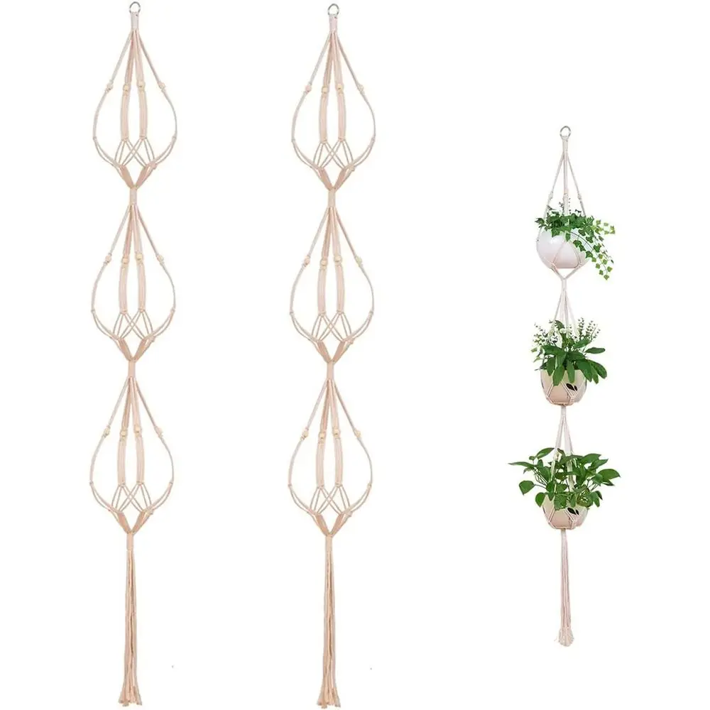 2PCS 3-Tier 70 Plant Hangers Basket Indoor Outdoor Hanging Plant Holder Stand Lower Pots Decorations