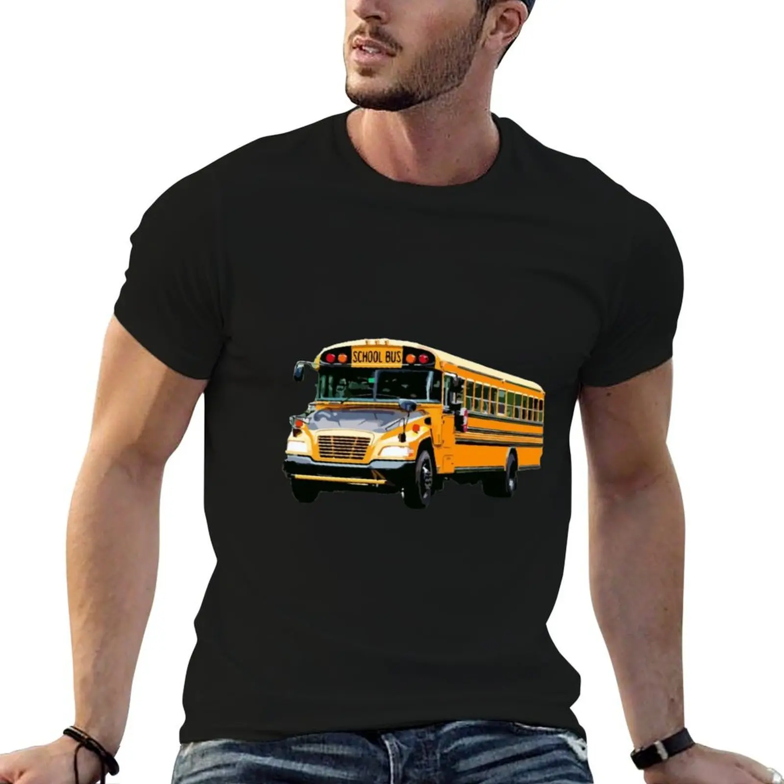 School buses. T-Shirt man t shirts cotton t shirts for man cotton man t shirt summer T-shirt