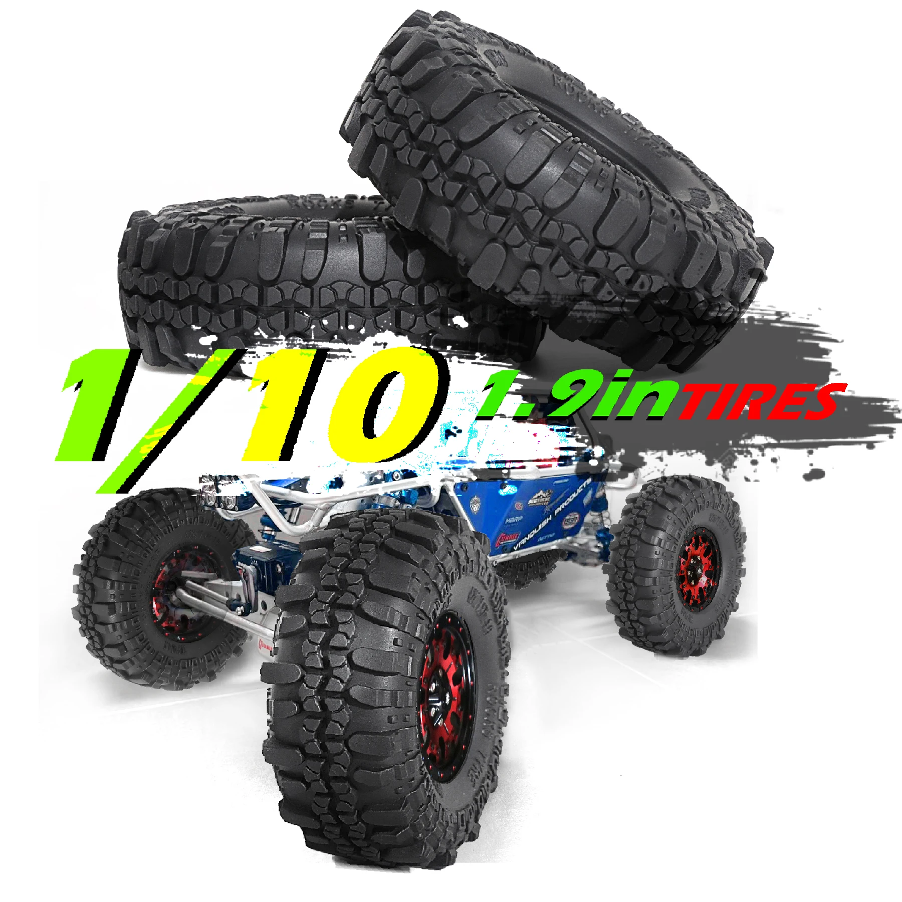 1.9 إطارات زاحفة إطار التضاريس الصخري OD:108*40 مللي متر (4 قطعة) لـ FCX10 محوري SCX10 Pro SCX10 UTB18 TRX4 Redcat Gen8 7VS4-10