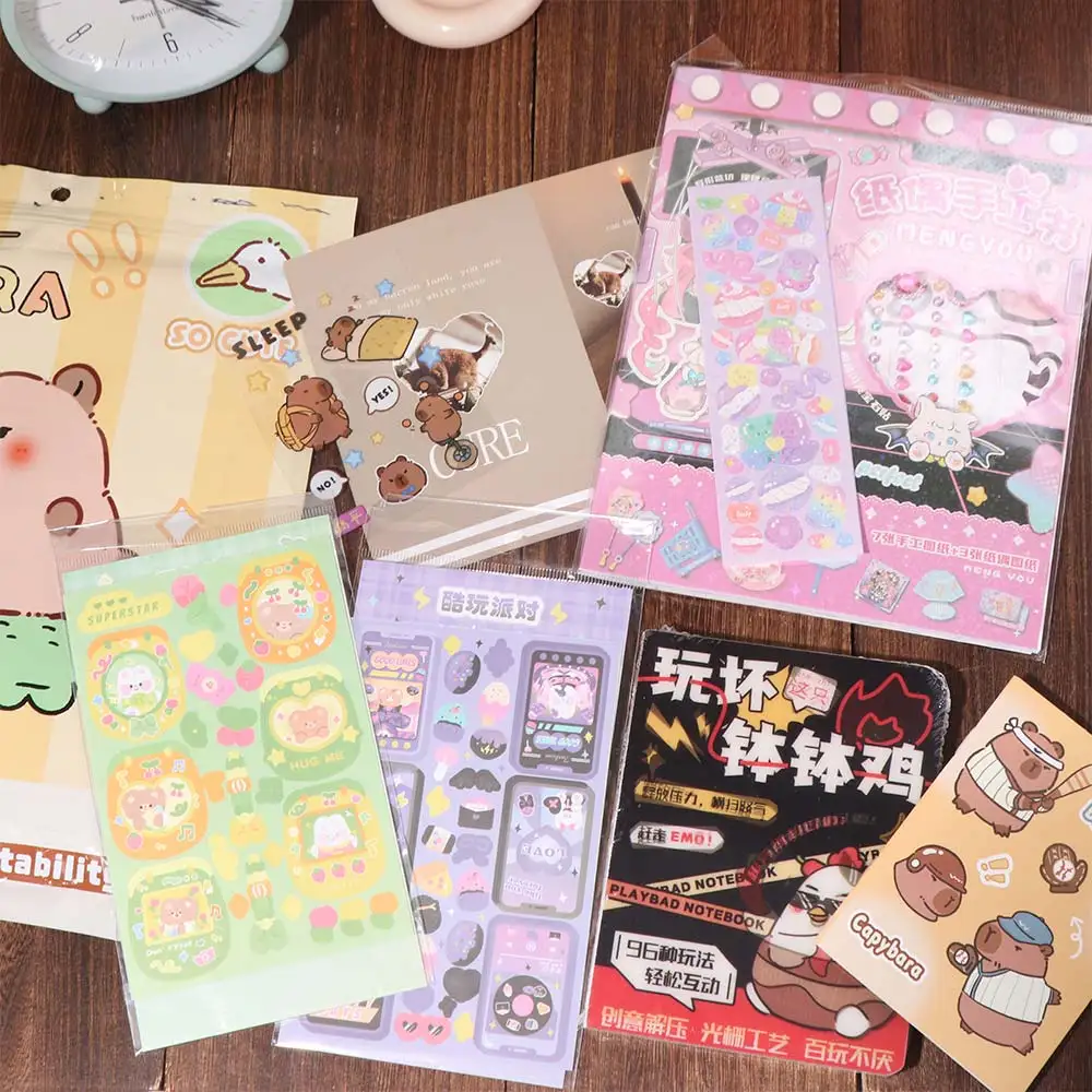 

Multifunctional Capybara Stationery Set Learning Tool Sticker Tapes Cartoon Stationery Lucky Gift Cute Notebook