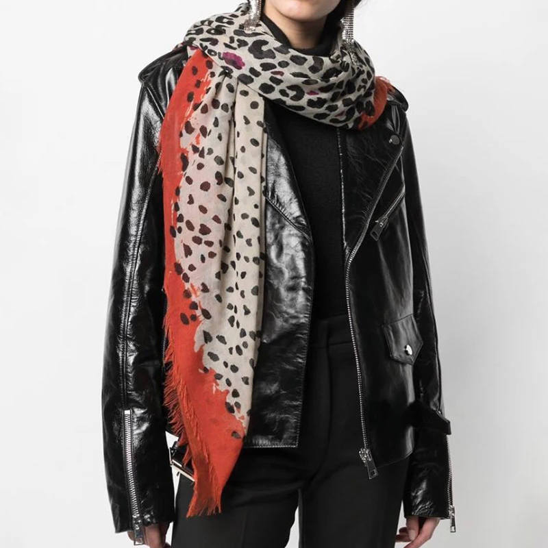 Zadig Leopard Spot Scarf Women Casual Sun Protection Scarves Female Elegant Square Shawl Fashion Headscarf Streetwear