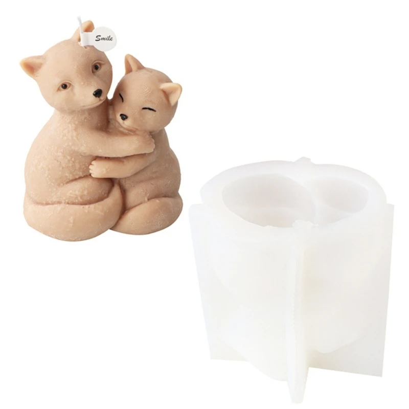 Hug Foxes Mold Bear Scented Candles Silicone Mold Dropship