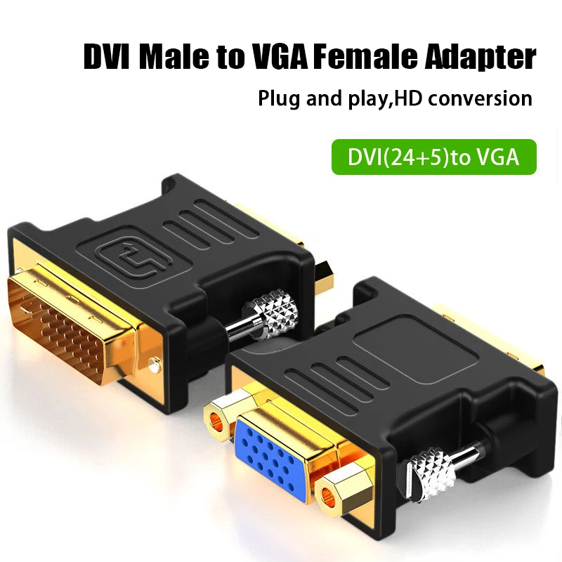 

DVI To VGA Adapter DVI-I Male 24+5 Pin To VGA Female Adapter Converter 1080P Video Graphics Card Converter For HDTV PC Projector