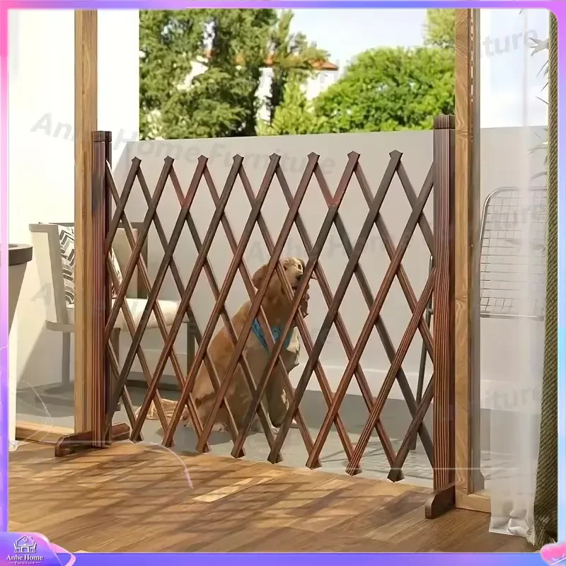Retractable Wooden Pet Gate for Dogs Cats Indoor Safety Barrier Easy Install Durable Fence for Doorway Stairs Bedroom Home