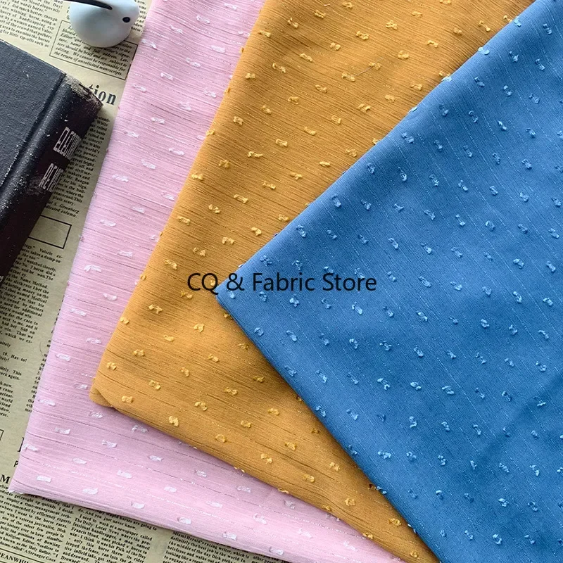 Chiffon wrinkled Swiss dot jacquard fabric polyester woven silver silk tulle fabric DIY women's shirt Lolita clothing