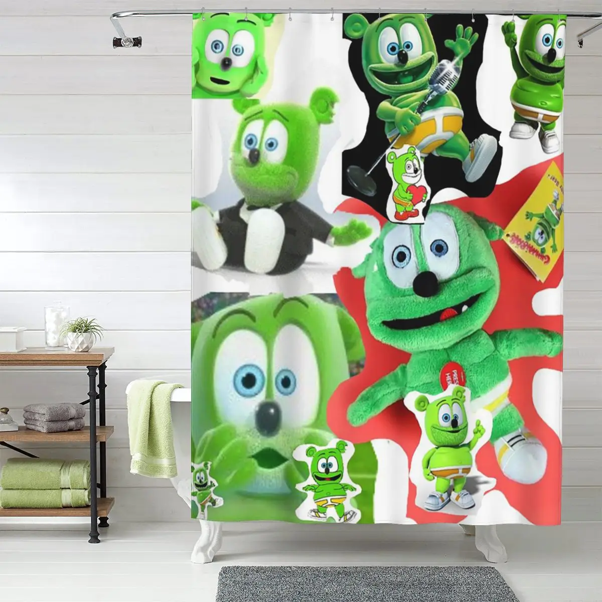 

Gummibar (the Gummy Bear) Shower Curtain Bathroom Polyester Waterproof Bath Curtains with Hooks