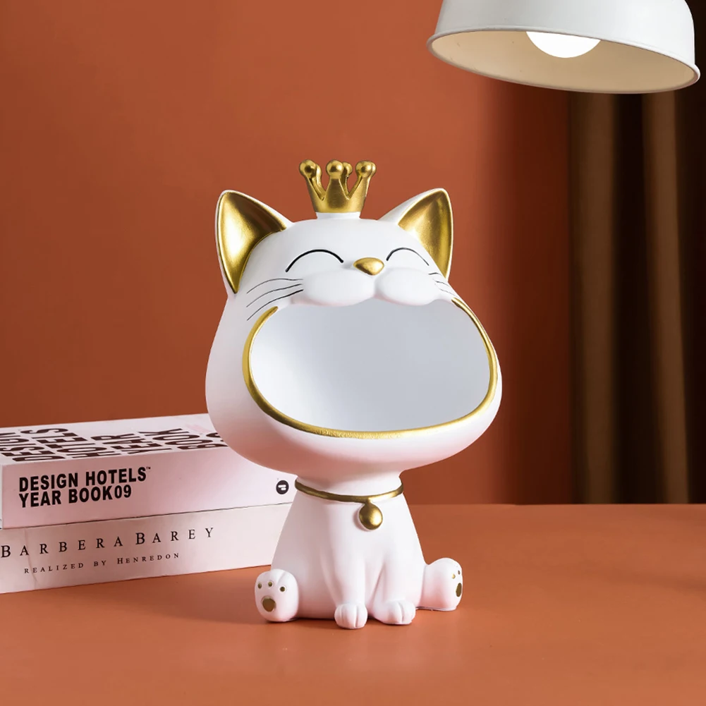 Fortune Cat Porch Key Storage Lucky Cat Statue Living Room Decoration Small Items Container Cute Desktop Storage Accessories