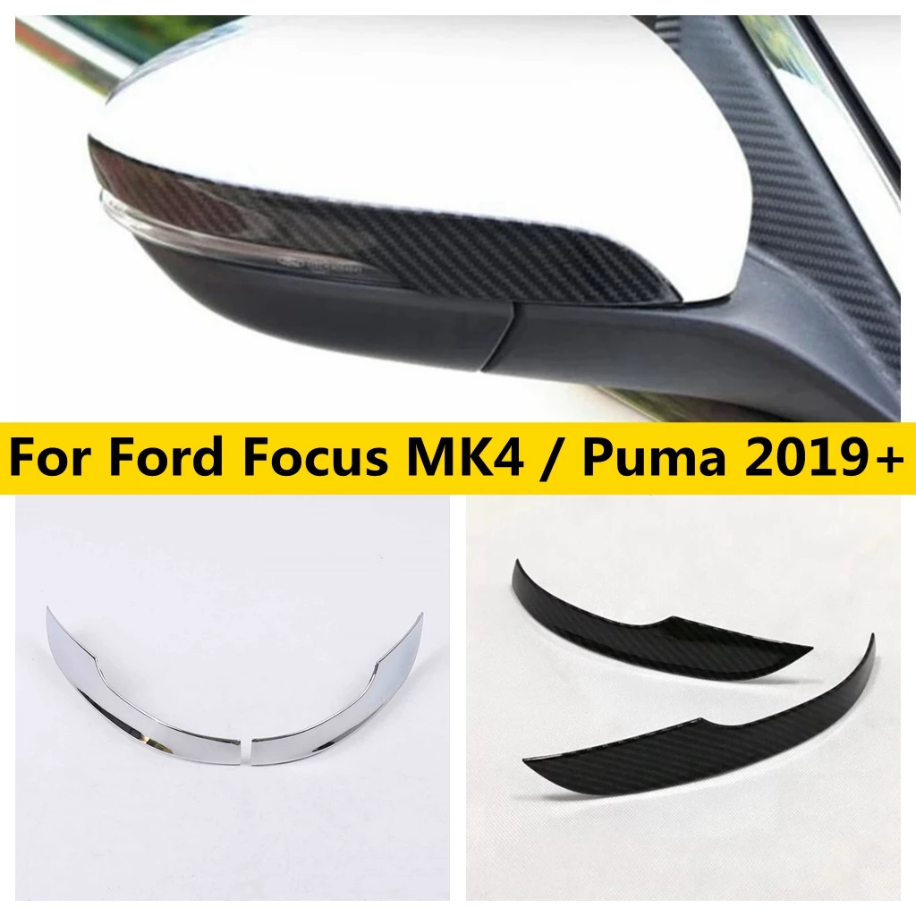 

Door Rearview Mirror Strips Cover Trim ABS Chrome / Carbon Fiber Look Exterior Accessories For Ford Focus MK4 / Puma 2019 - 2022